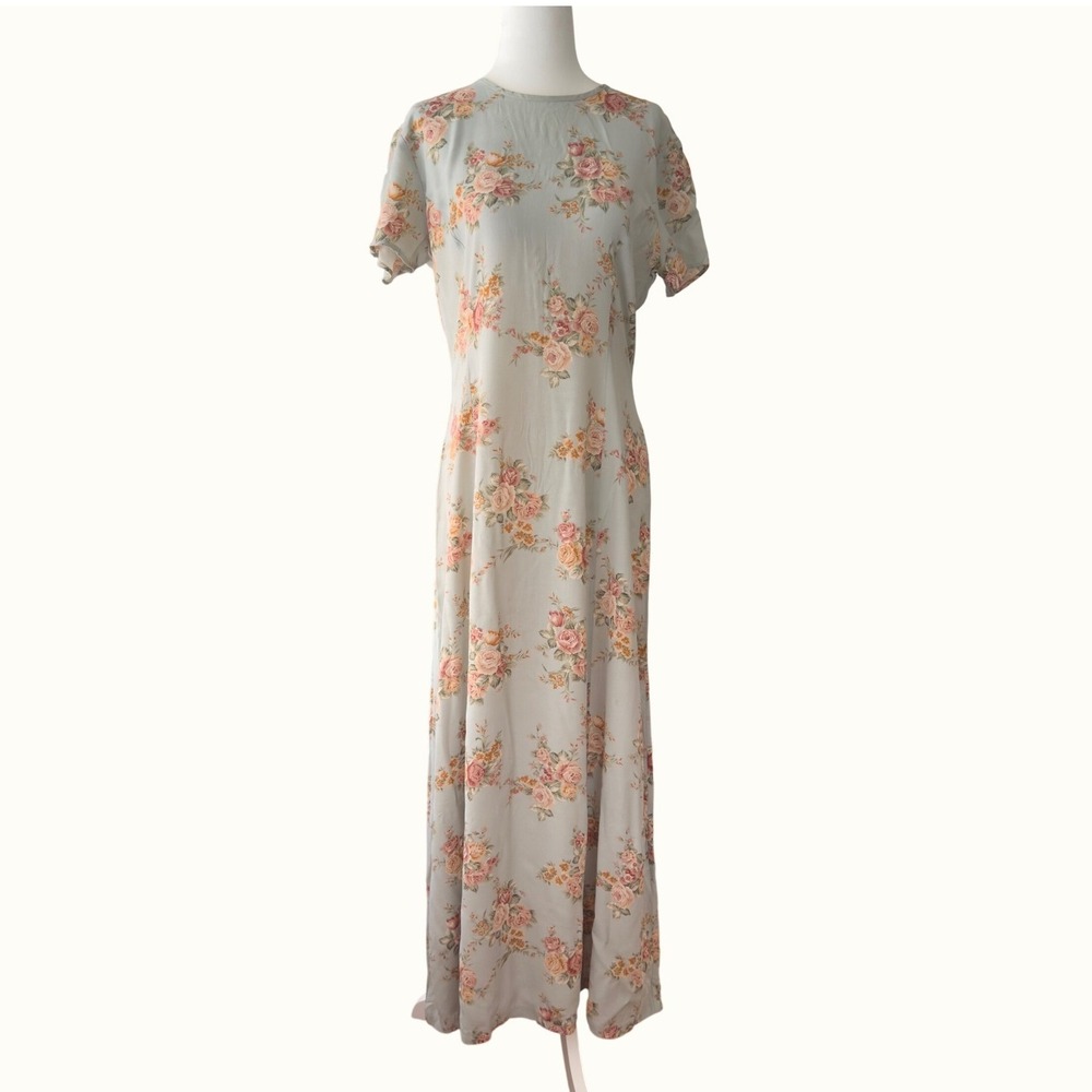 Vintage 90s Breeches Floral Maxi Dress Cottagecore Rose Print Romantic Dress